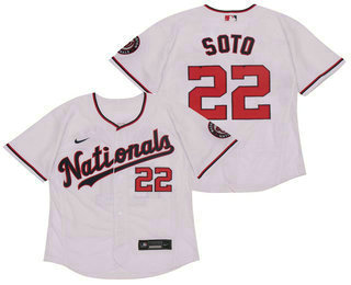 Men's Washington Nationals #22 Juan Soto White Stitched MLB Flex Base Nike Jersey