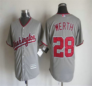 Men's Washington Nationals #28 Jayson Werth Away Gray 2015 MLB Cool Base Jersey