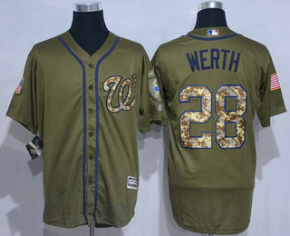 Men's Washington Nationals #28 Jayson Werth Green Salute to Service Cool Base Baseball Jersey