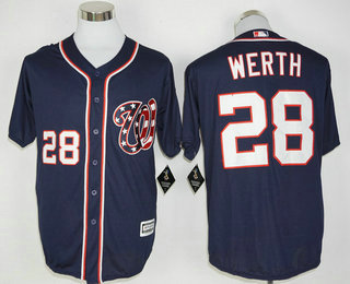 Men's Washington Nationals #28 Jayson Werth Navy Blue Alternate Stitched MLB Majestic Cool Base Jersey