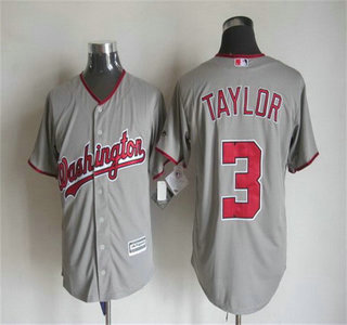 Men's Washington Nationals #3 Michael Taylor Away Gray 2015 MLB Cool Base Jersey