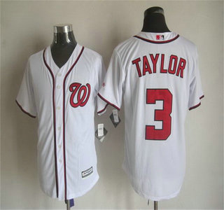 Men's Washington Nationals #3 Michael Taylor Home White 2015 MLB Cool Base Jersey