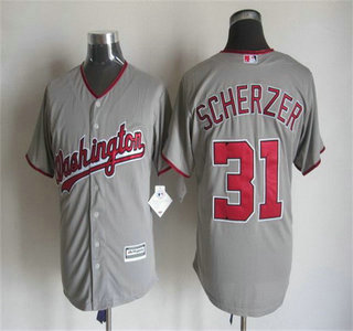 Men's Washington Nationals #31 Max Scherzer Away Gray 2015 MLB Cool Base Jersey