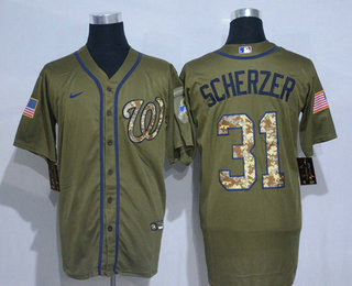 Men's Washington Nationals #31 Max Scherzer Green Salute To Service Stitched MLB Cool Base Nike Jersey