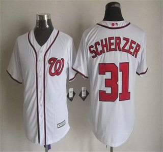 Men's Washington Nationals #31 Max Scherzer Home White 2015 MLB Cool Base Jersey