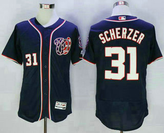 Men's Washington Nationals #31 Max Scherzer Navy Blue 2016 Flexbase Majestic Baseball Jersey