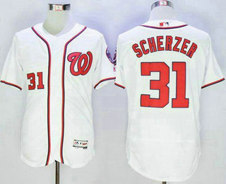 Men's Washington Nationals #31 Max Scherzer White Flexbase 2016 MLB Player Jersey