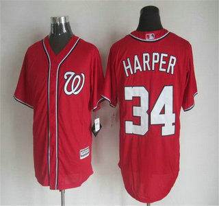 Men's Washington Nationals #34 Bryce Harper Alternate Red 2015 MLB Cool Base Jersey