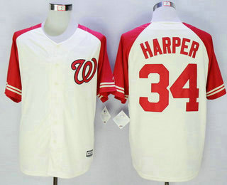 Men's Washington Nationals #34 Bryce Harper Cream Exclusive 2015 MLB Cool Base Jersey