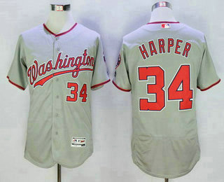 Men's Washington Nationals #34 Bryce Harper Gray 2016 Flexbase Majestic Baseball Jersey