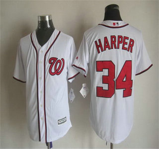 Men's Washington Nationals #34 Bryce Harper Home White 2015 MLB Cool Base Jersey