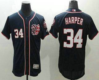 Men's Washington Nationals #34 Bryce Harper Navy Blue Flexbase 2016 MLB Player Jersey