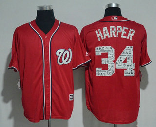 Men's Washington Nationals #34 Bryce Harper Red 2017 Spring Training Stitched MLB Majestic Cool Base Jersey