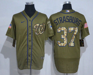 Men's Washington Nationals #37 Stephen Strasburg Green Salute To Service Stitched MLB Cool Base Nike Jersey