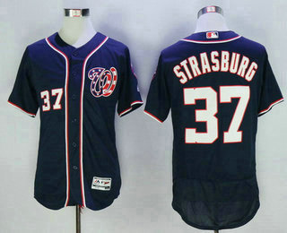 Men's Washington Nationals #37 Stephen Strasburg Navy Blue 2016 Flexbase Majestic Baseball Jersey