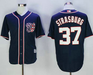 Men's Washington Nationals #37 Stephen Strasburg Navy Blue Alternate Stitched MLB Majestic Cool Base Jersey