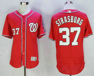 Men's Washington Nationals #37 Stephen Strasburg Red 2016 Flexbase Majestic Baseball Jersey