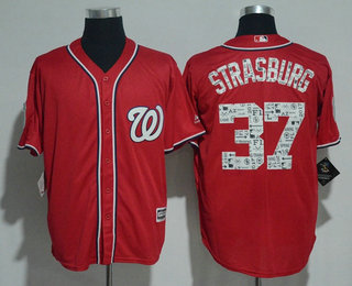 Men's Washington Nationals #37 Stephen Strasburg Red 2017 Spring Training Stitched MLB Majestic Cool Base Jersey