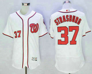 Men's Washington Nationals #37 Stephen Strasburg White Home 2016 Flexbase Majestic Baseball Jersey