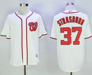 Men's Washington Nationals #37 Stephen Strasburg White Home Stitched MLB Majestic Cool Base Jersey