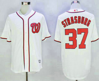 Men's Washington Nationals #37 Stephen Strasburg White New Cool Base Stitched MLB Jersey