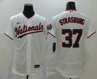 Men's Washington Nationals #37 Stephen Strasburg White Stitched MLB Flex Base Nike Jersey