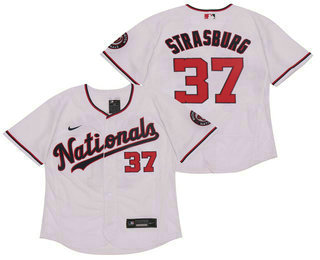 Men's Washington Nationals #37 Stephen Strasburg White Stitched MLB Flex Base Nike Jersey