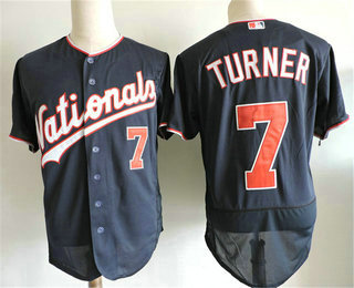 Men's Washington Nationals #7 Trea Turner Navy Blue Stitched MLB Flex Base Jersey