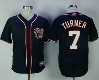 Men's Washington Nationals #7 Trea Turner Navy Blue Stitched MLB Majestic Cool Base Jersey