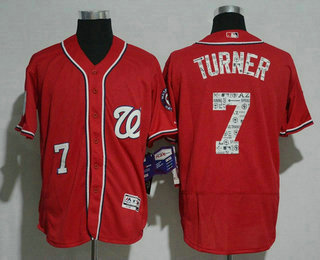 Men's Washington Nationals #7 Trea Turner Red 2017 Spring Training Stitched MLB Majestic Flex Base Jersey