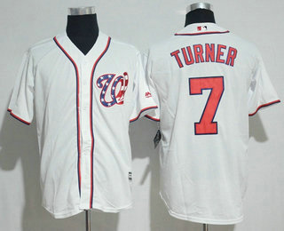 Men's Washington Nationals #7 Trea Turner White Home Stitched MLB 2017 Majestic Cool Base Jersey