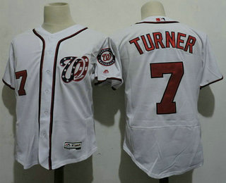 Men's Washington Nationals #7 Trea Turner White Home Stitched MLB 2017 Majestic Flex Base Jersey