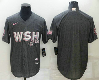 Men's Washington Nationals Blank 2022 Gray City Connect Cherry Blossom Cool Base Stitched Jersey