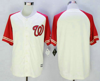 Men's Washington Nationals Blank Cream Exclusive 2015 MLB Cool Base Jersey