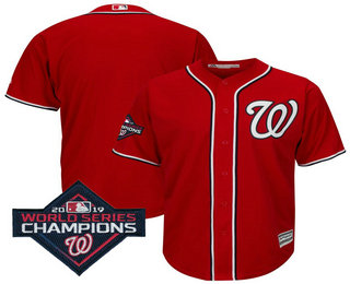 Men's Washington Nationals Blank Red 2019 World Series Champions Alternate Cool Base Jersey