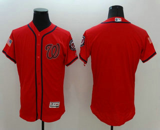 Men's Washington Nationals Blank Red Fashion Stars & Stripes 2016 Flexbase MLB Independence Day Jersey