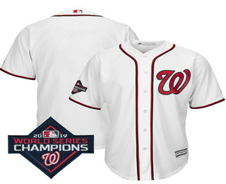 Men's Washington Nationals Blank White 2019 World Series Champions Home Cool Base Jersey