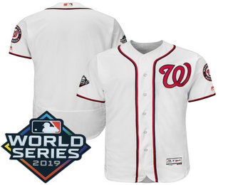 Men's Washington Nationals Blank White 2019 World Series Flex Base Jersey