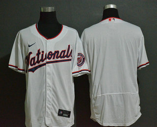 Men's Washington Nationals Blank White Stitched MLB Flex Base Nike Jersey