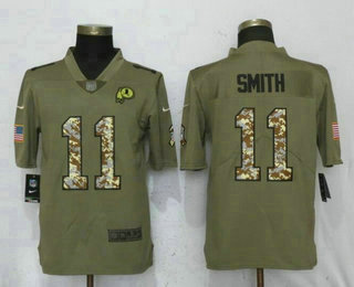 Men's Washington Redskins #11 Alex Smith Olive With Camo 2017 Salute To Service Stitched NFL Nike Limited Jersey