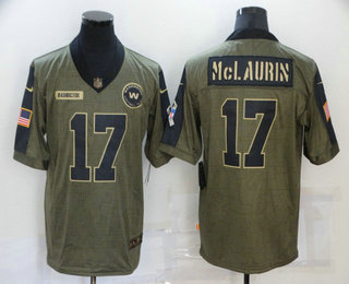 Men's Washington Redskins #17 Terry McLaurin 2021 Olive Salute To Service Limited Stitched Jersey