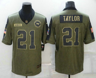 Men's Washington Redskins #21 Sean Taylor 2021 Olive Salute To Service Limited Stitched Jersey