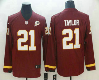 Men's Washington Redskins #21 Sean Taylor Nike Red Therma Long Sleeve Limited Jersey