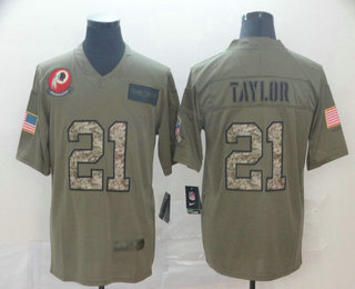 Men's Washington Redskins #21 Sean Taylor Olive Camo 2019 Salute To Service Stitched NFL Nike Limited Jersey