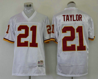 Men's Washington Redskins #21 Sean Taylor White Throwback Stitched NFL Jersey by Mitchell & Ness