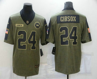 Men's Washington Redskins #24 Antonio Gibson 2021 Olive Salute To Service Limited Stitched Jersey