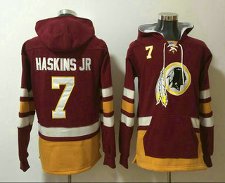 Men's Washington Redskins #7 Dwayne Haskins Jr NEW Burgundy Red Pocket Stitched NFL Pullover Hoodie