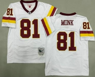 Men's Washington Redskins #81 Art Monk White Alternate Throwback Jersey