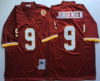 Men's Washington Redskins #9 Sonny Jurgensen Red Throwback Jersey By Mitchell & Ness