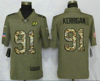 Men's Washington Redskins #91 Ryan Kerrigan Olive With Camo 2017 Salute To Service Stitched NFL Nike Limited Jersey